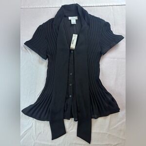 Worthington Work Ribbed Peplum Top Black Womens Small